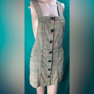 Urban Outfitters Joey Plaid Button-Down Skirtall Overall mini